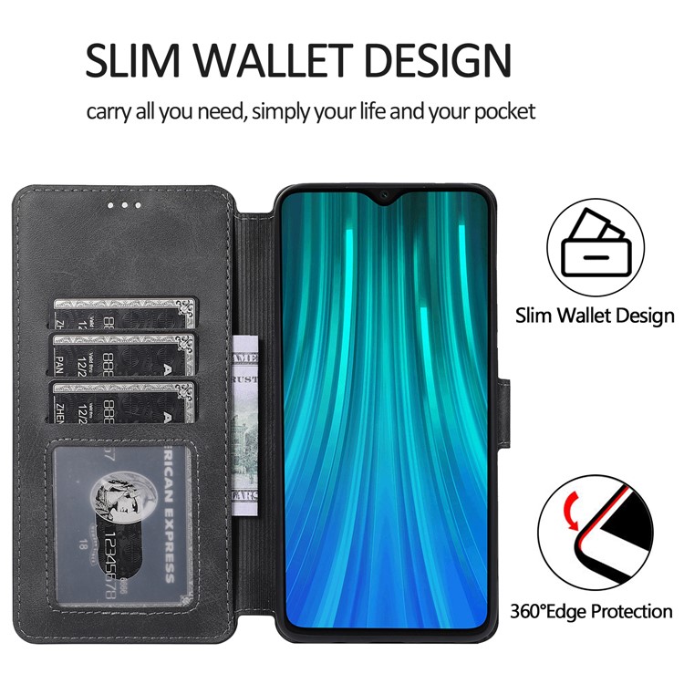 PU Leather + TPU Wallet Stand Phone Shell Covering for Xiaomi Redmi Note 8 Pro - Black-6