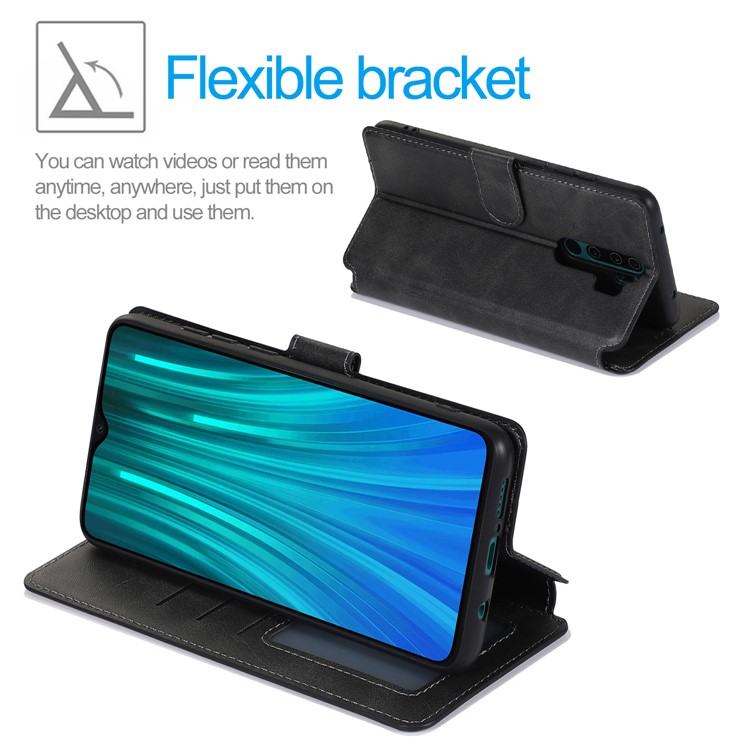 PU Leather + TPU Wallet Stand Phone Shell Covering for Xiaomi Redmi Note 8 Pro - Black-8