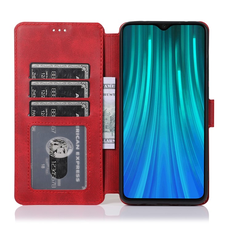 PU Leather + TPU Wallet Stand Phone Shell Covering for Xiaomi Redmi Note 8 Pro - Red-10