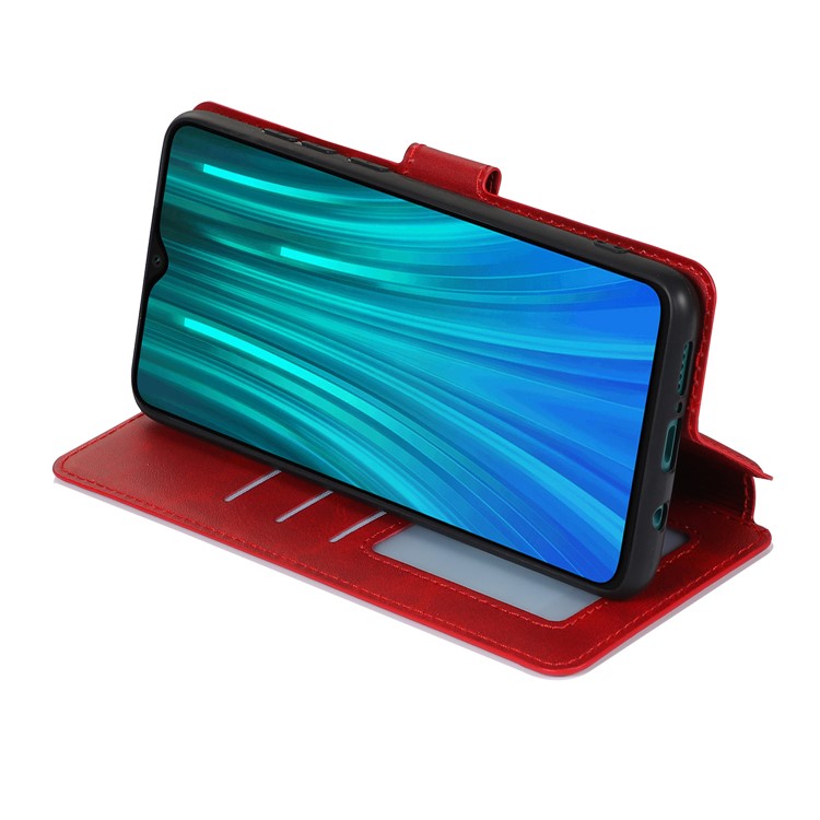 PU Leather + TPU Wallet Stand Phone Shell Covering for Xiaomi Redmi Note 8 Pro - Red-11