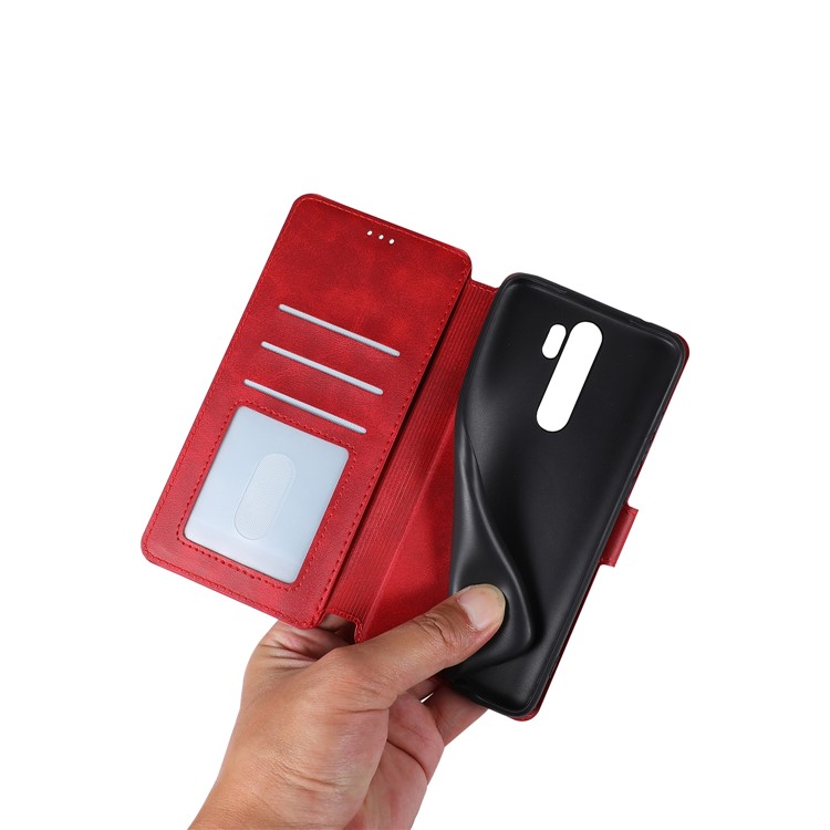 PU Leather + TPU Wallet Stand Phone Shell Covering for Xiaomi Redmi Note 8 Pro - Red-13