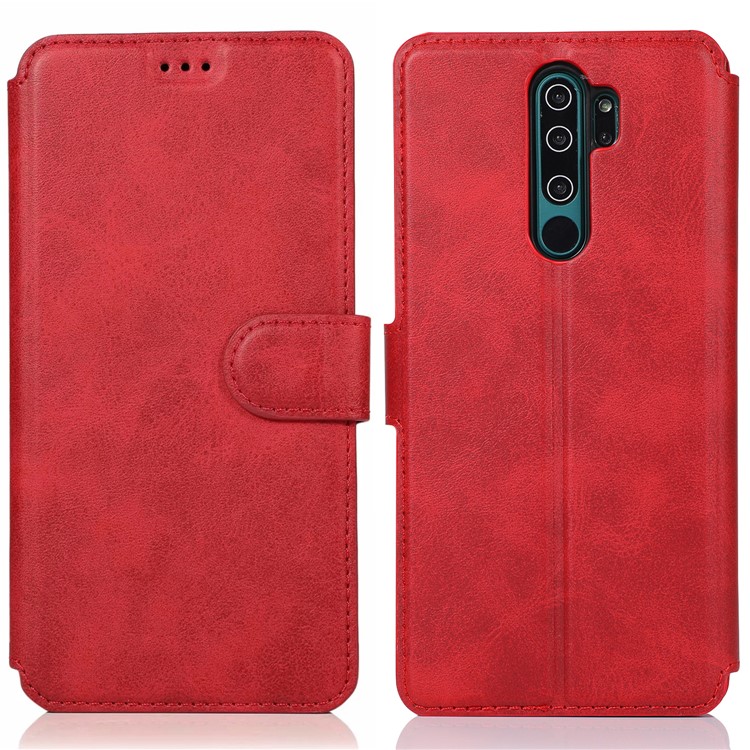 PU Leather + TPU Wallet Stand Phone Shell Covering for Xiaomi Redmi Note 8 Pro - Red-2