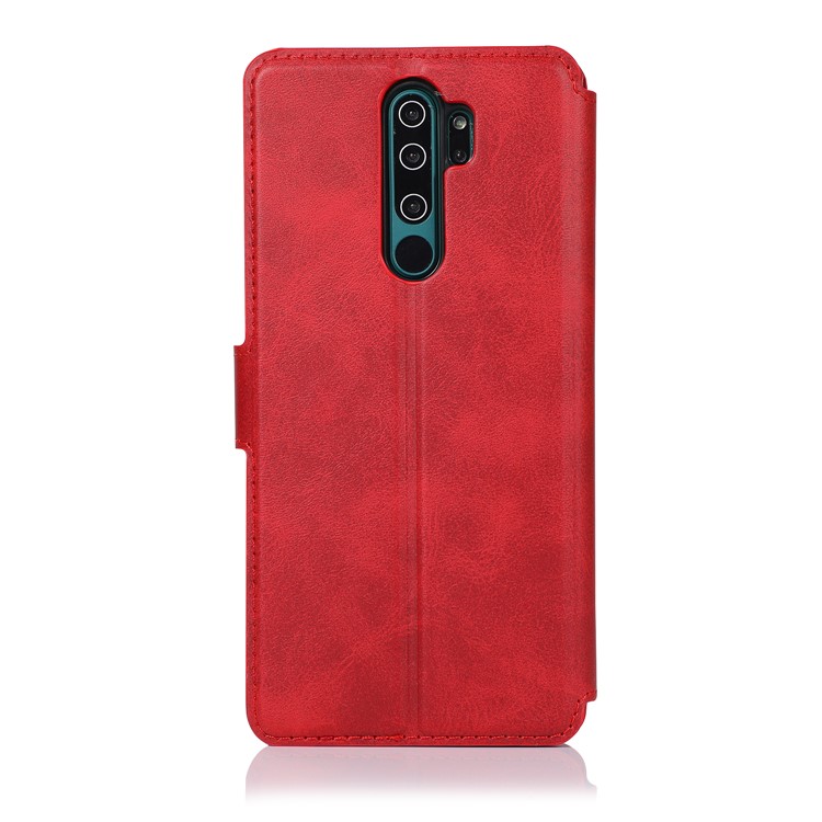PU Leather + TPU Wallet Stand Phone Shell Covering for Xiaomi Redmi Note 8 Pro - Red-9