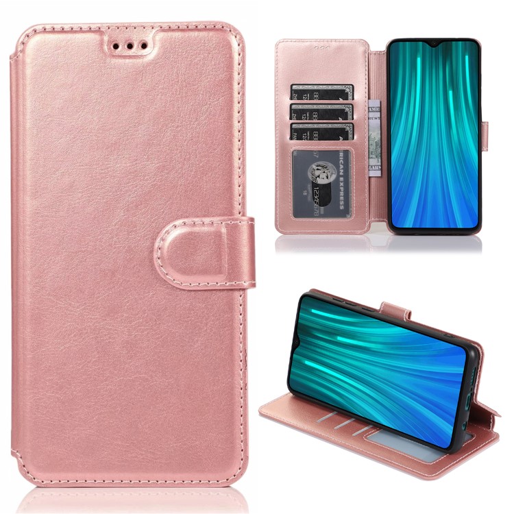 PU Leather + TPU Wallet Stand Phone Shell Covering for Xiaomi Redmi Note 8 Pro - Rose Gold-1