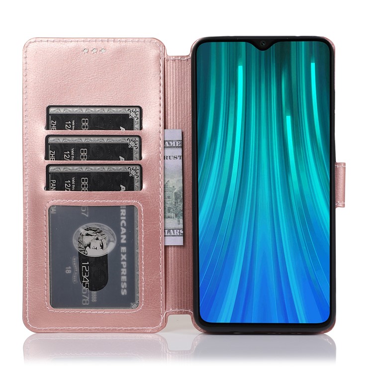 PU Leather + TPU Wallet Stand Phone Shell Covering for Xiaomi Redmi Note 8 Pro - Rose Gold-10