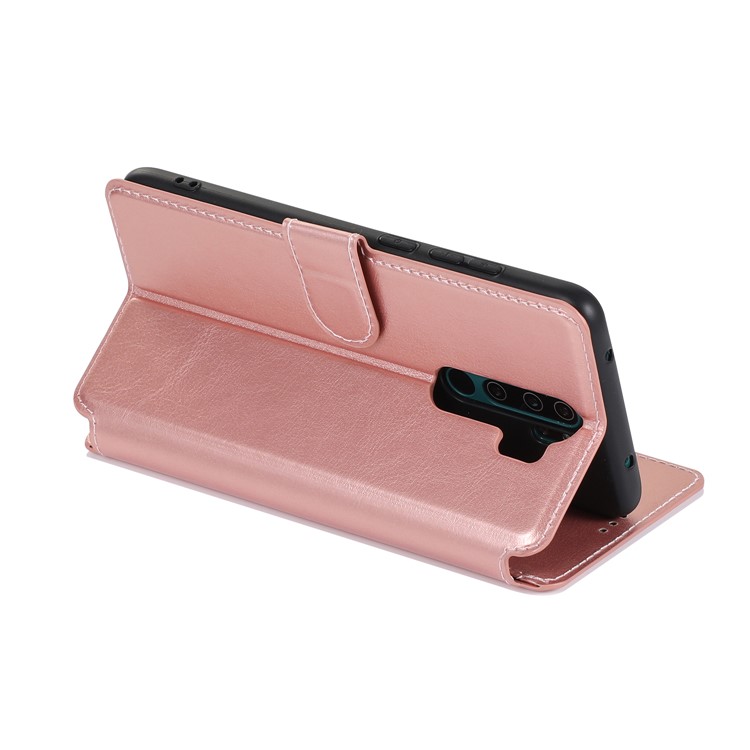 PU Leather + TPU Wallet Stand Phone Shell Covering for Xiaomi Redmi Note 8 Pro - Rose Gold-12