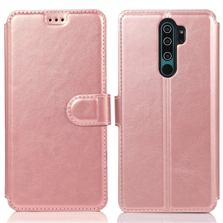 PU Leather + TPU Wallet Stand Phone Shell Covering for Xiaomi Redmi Note 8 Pro - Rose Gold-2