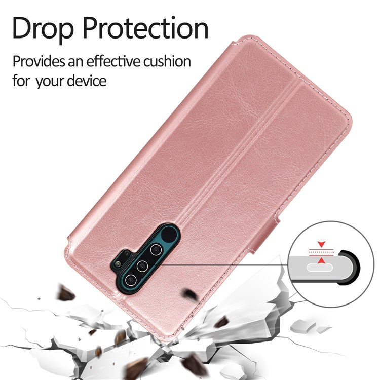 PU Leather + TPU Wallet Stand Phone Shell Covering for Xiaomi Redmi Note 8 Pro - Rose Gold-3