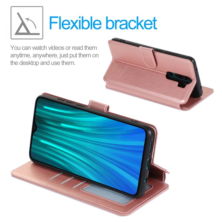 PU Leather + TPU Wallet Stand Phone Shell Covering for Xiaomi Redmi Note 8 Pro - Rose Gold-7