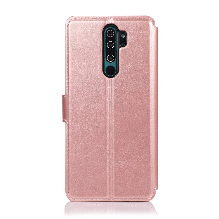 PU Leather + TPU Wallet Stand Phone Shell Covering for Xiaomi Redmi Note 8 Pro - Rose Gold-9