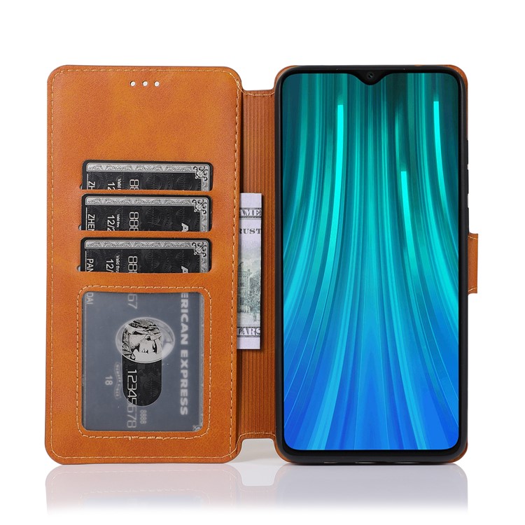 PU Leather + TPU Wallet Stand Phone Shell Covering for Xiaomi Redmi Note 8 Pro - Khaki-10