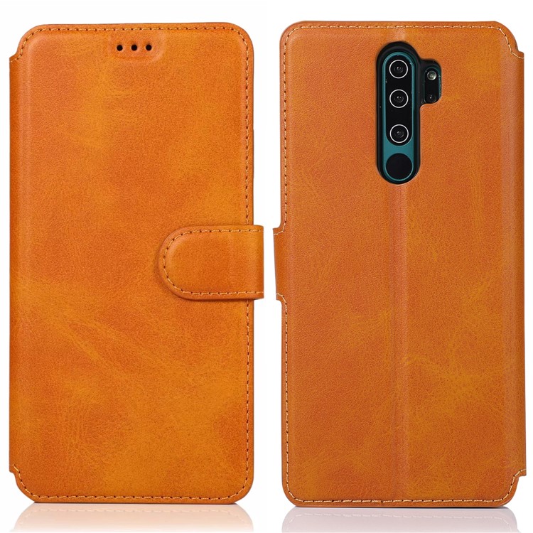 PU Leather + TPU Wallet Stand Phone Shell Covering for Xiaomi Redmi Note 8 Pro - Khaki-2