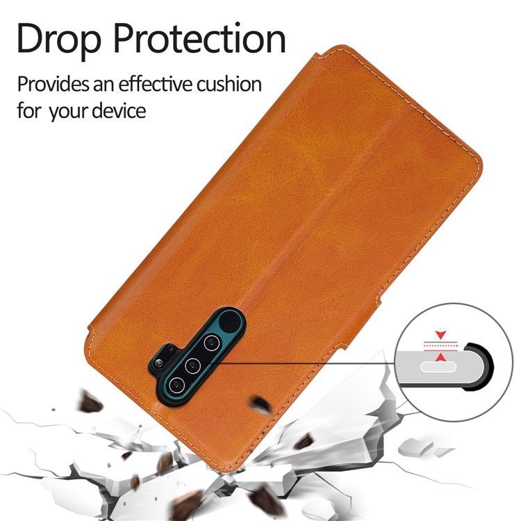 PU Leather + TPU Wallet Stand Phone Shell Covering for Xiaomi Redmi Note 8 Pro - Khaki-3