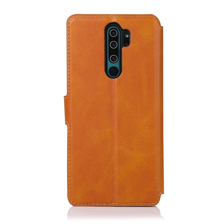 PU Leather + TPU Wallet Stand Phone Shell Covering for Xiaomi Redmi Note 8 Pro - Khaki-9