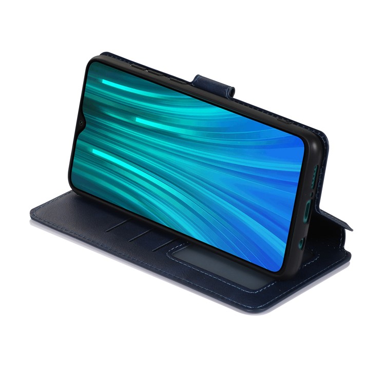 PU Leather + TPU Wallet Stand Phone Shell Covering for Xiaomi Redmi Note 8 Pro - Blue-10