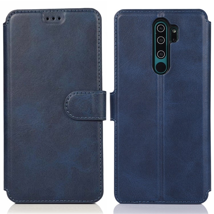 PU Leather + TPU Wallet Stand Phone Shell Covering for Xiaomi Redmi Note 8 Pro - Blue-2