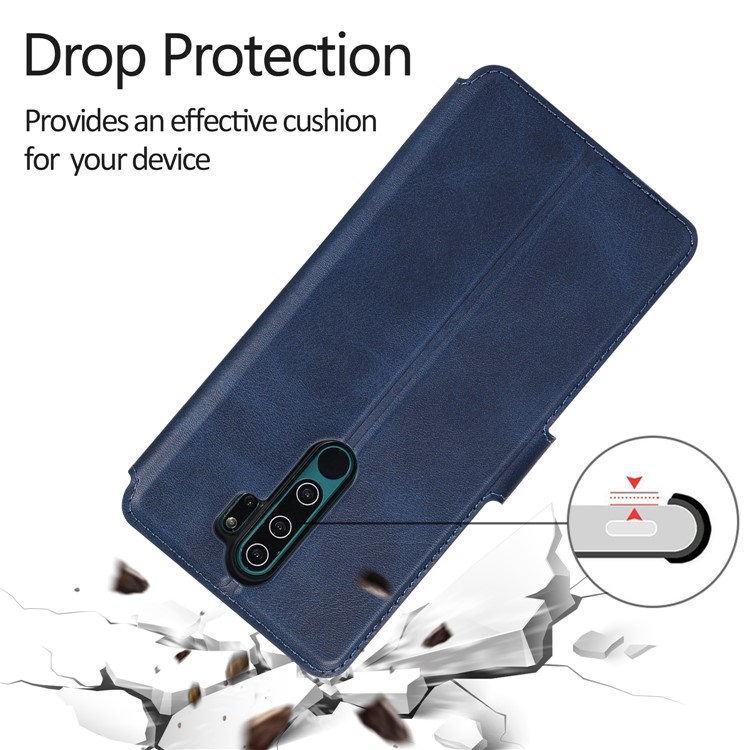 PU Leather + TPU Wallet Stand Phone Shell Covering for Xiaomi Redmi Note 8 Pro - Blue-3