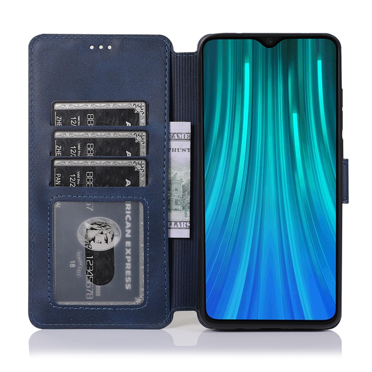 PU Leather + TPU Wallet Stand Phone Shell Covering for Xiaomi Redmi Note 8 Pro - Blue-9