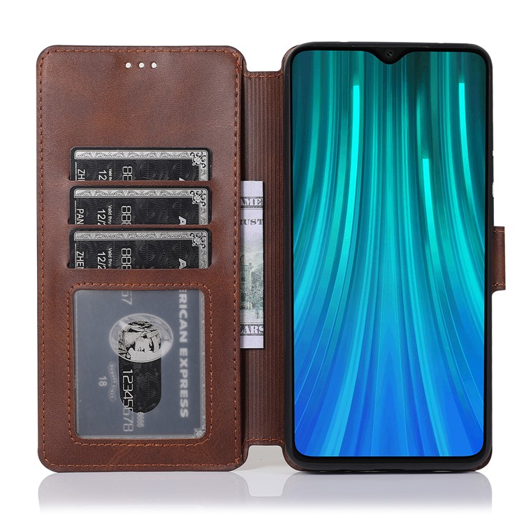 PU Leather + TPU Wallet Stand Phone Shell Covering for Xiaomi Redmi Note 8 Pro - Brown-10