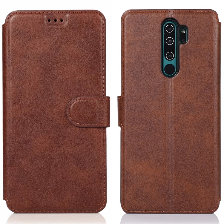 PU Leather + TPU Wallet Stand Phone Shell Covering for Xiaomi Redmi Note 8 Pro - Brown-2