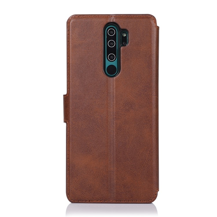 PU Leather + TPU Wallet Stand Phone Shell Covering for Xiaomi Redmi Note 8 Pro - Brown-9