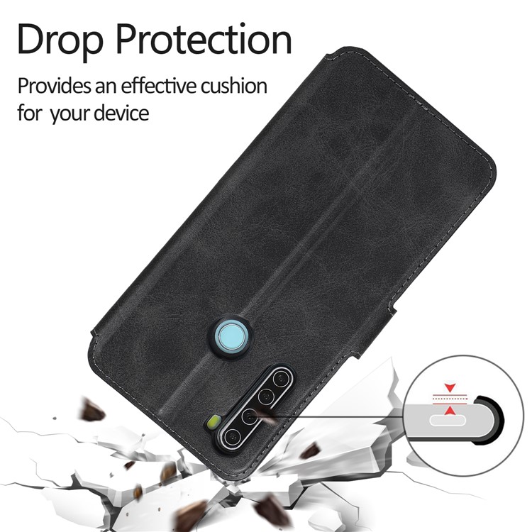For Xiaomi Redmi Note 8 PU Leather + TPU Wallet Stand Phone Shell - Black-3