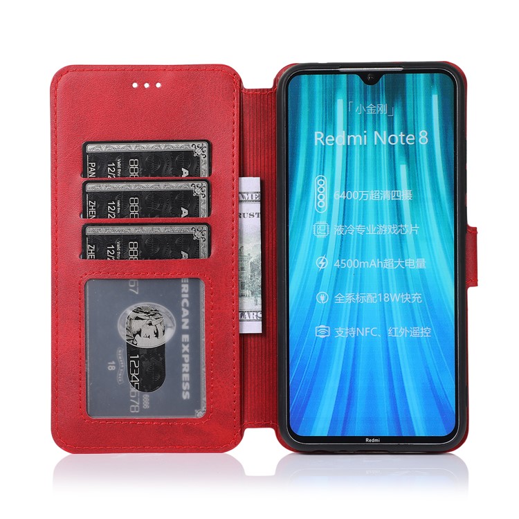 For Xiaomi Redmi Note 8 PU Leather + TPU Wallet Stand Phone Shell - Red-10
