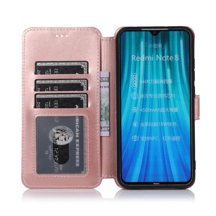 For Xiaomi Redmi Note 8 PU Leather + TPU Wallet Stand Phone Shell - Rose Gold-10