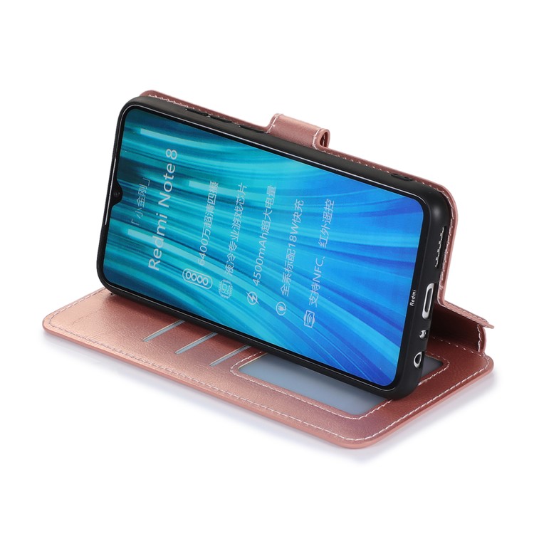 For Xiaomi Redmi Note 8 PU Leather + TPU Wallet Stand Phone Shell - Rose Gold-11