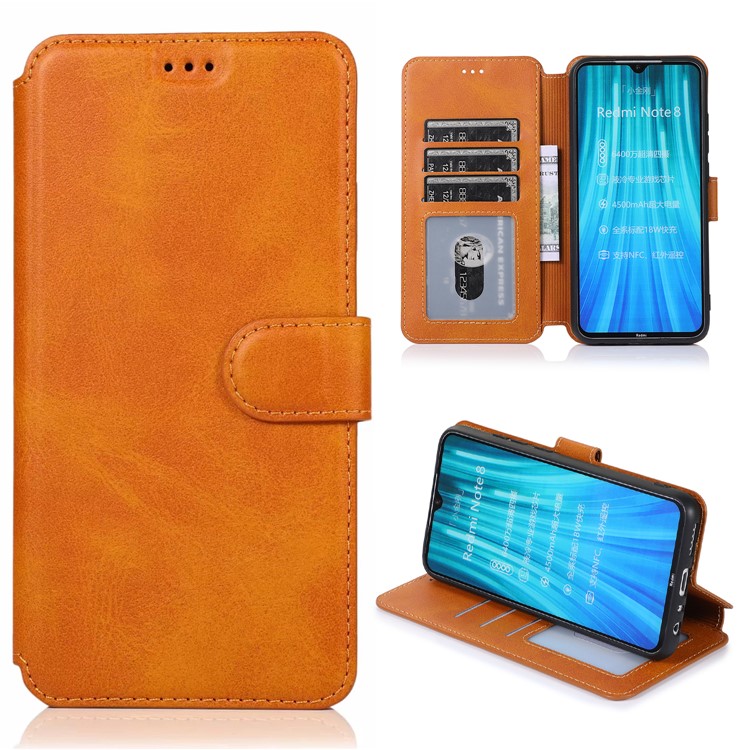 For Xiaomi Redmi Note 8 PU Leather + TPU Wallet Stand Phone Shell - Khaki-1