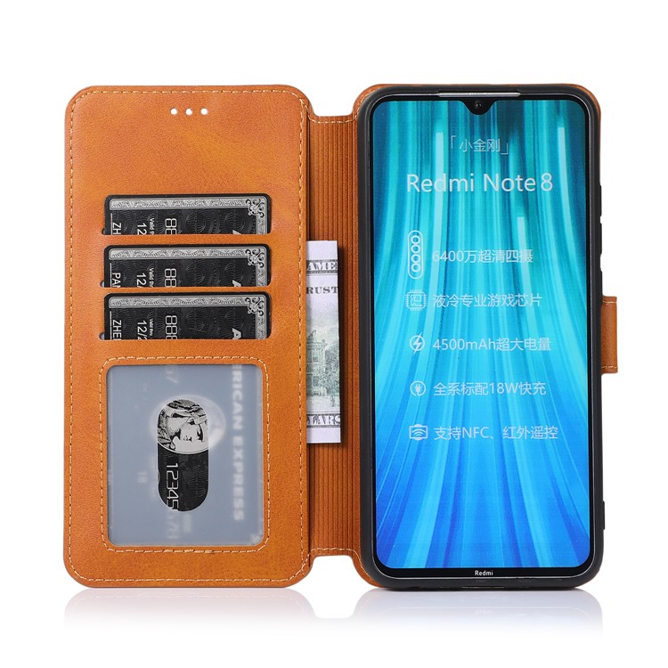 For Xiaomi Redmi Note 8 PU Leather + TPU Wallet Stand Phone Shell - Khaki-10