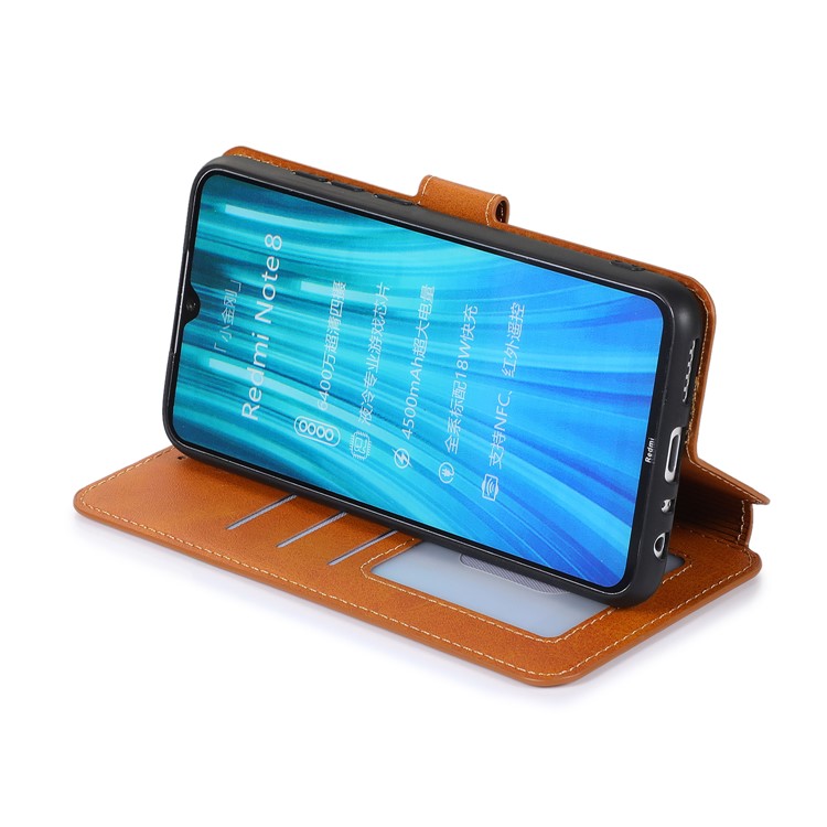 For Xiaomi Redmi Note 8 PU Leather + TPU Wallet Stand Phone Shell - Khaki-11