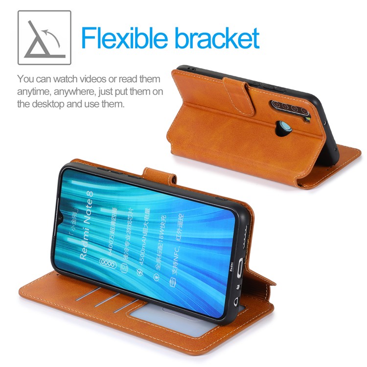 For Xiaomi Redmi Note 8 PU Leather + TPU Wallet Stand Phone Shell - Khaki-4