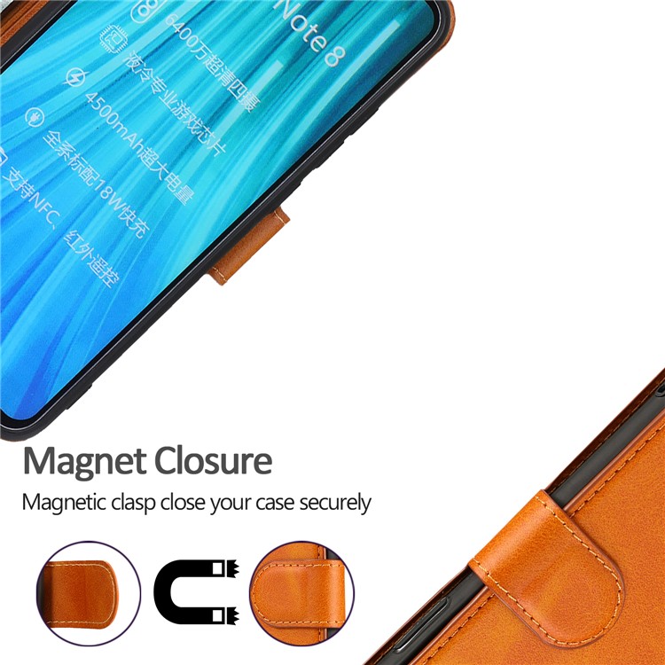 For Xiaomi Redmi Note 8 PU Leather + TPU Wallet Stand Phone Shell - Khaki-6