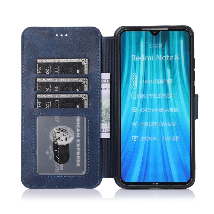For Xiaomi Redmi Note 8 PU Leather + TPU Wallet Stand Phone Shell - Blue-10