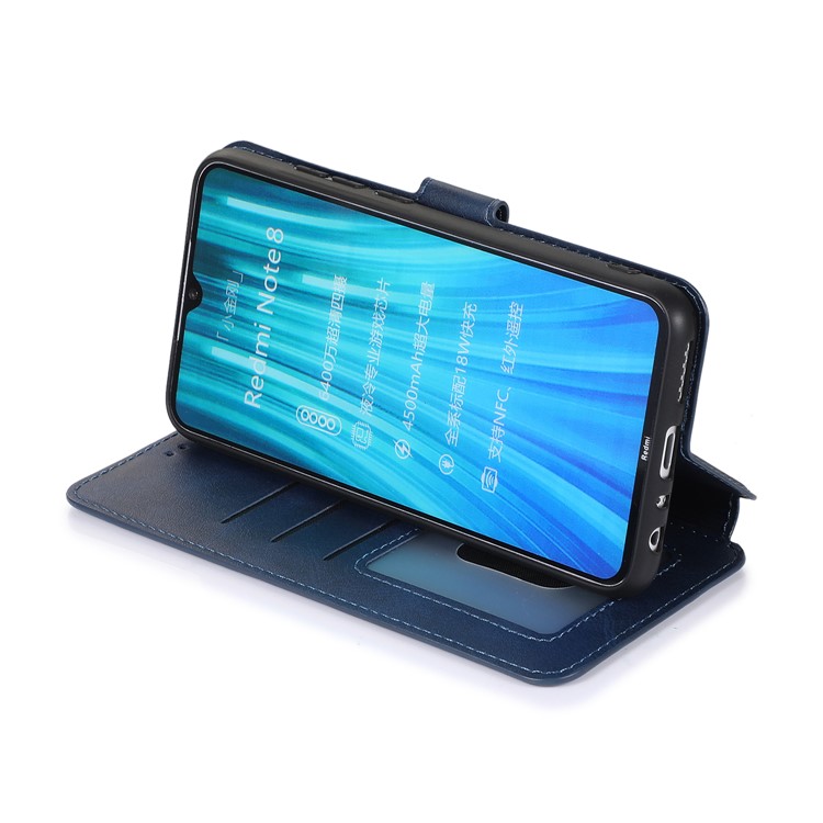 For Xiaomi Redmi Note 8 PU Leather + TPU Wallet Stand Phone Shell - Blue-11