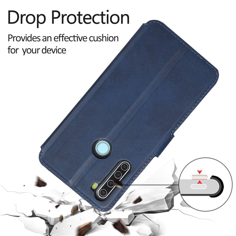 For Xiaomi Redmi Note 8 PU Leather + TPU Wallet Stand Phone Shell - Blue-3