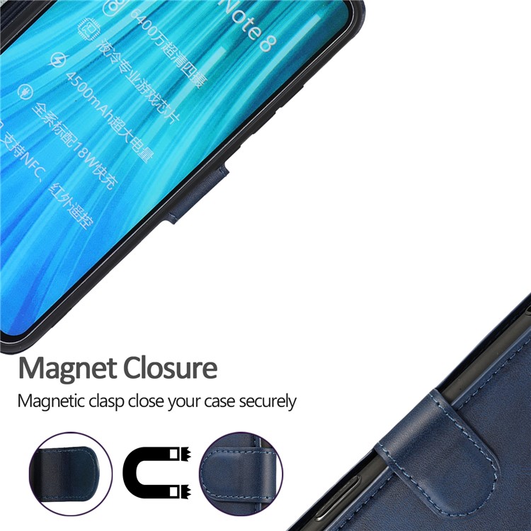 For Xiaomi Redmi Note 8 PU Leather + TPU Wallet Stand Phone Shell - Blue-6