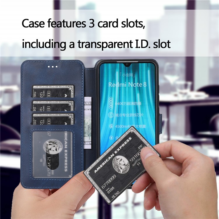 For Xiaomi Redmi Note 8 PU Leather + TPU Wallet Stand Phone Shell - Blue-7