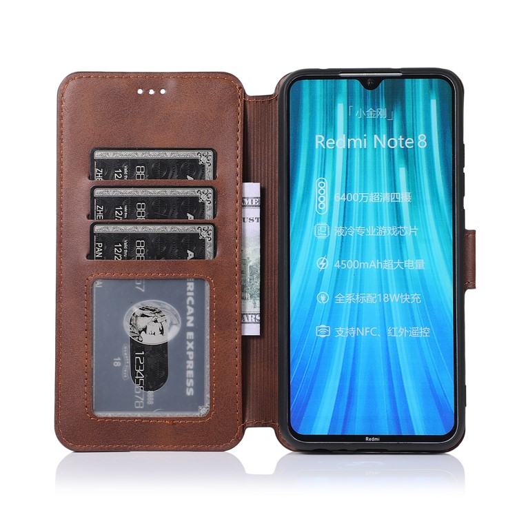 For Xiaomi Redmi Note 8 PU Leather + TPU Wallet Stand Phone Shell - Brown-10