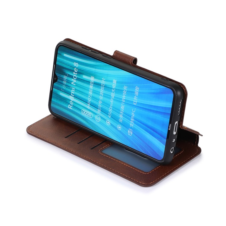 For Xiaomi Redmi Note 8 PU Leather + TPU Wallet Stand Phone Shell - Brown-11