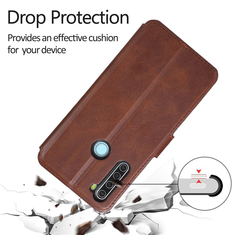 For Xiaomi Redmi Note 8 PU Leather + TPU Wallet Stand Phone Shell - Brown-3