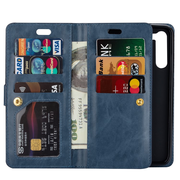 Multi-function Leather Wallet Case with Stand for Xiaomi Redmi Note 8 - Blue-5