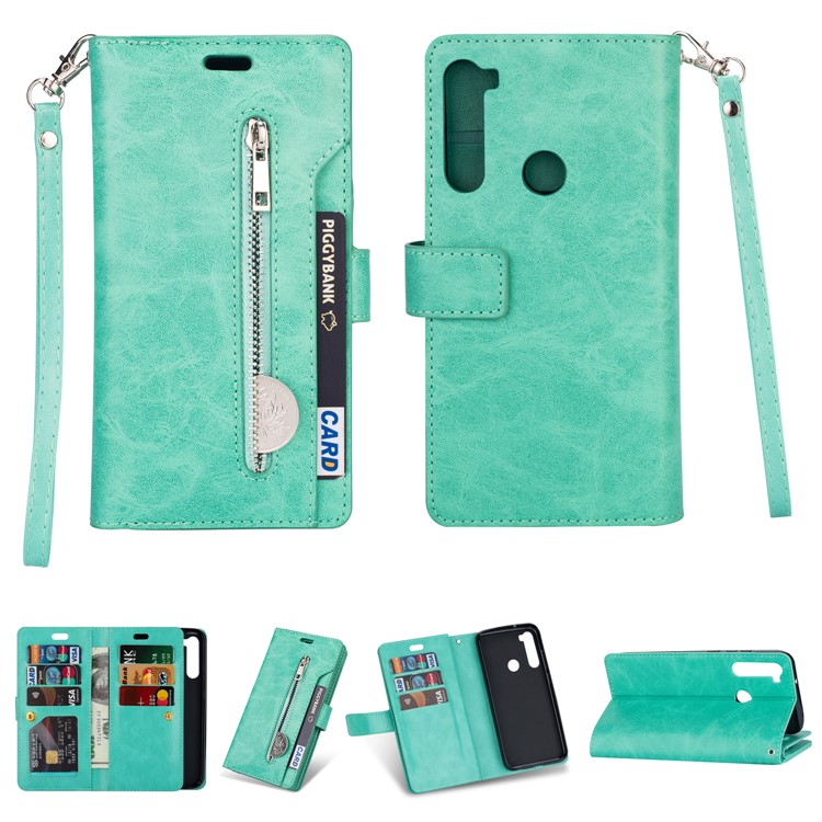 Multi-function Leather Wallet Case with Stand for Xiaomi Redmi Note 8 - Green-1