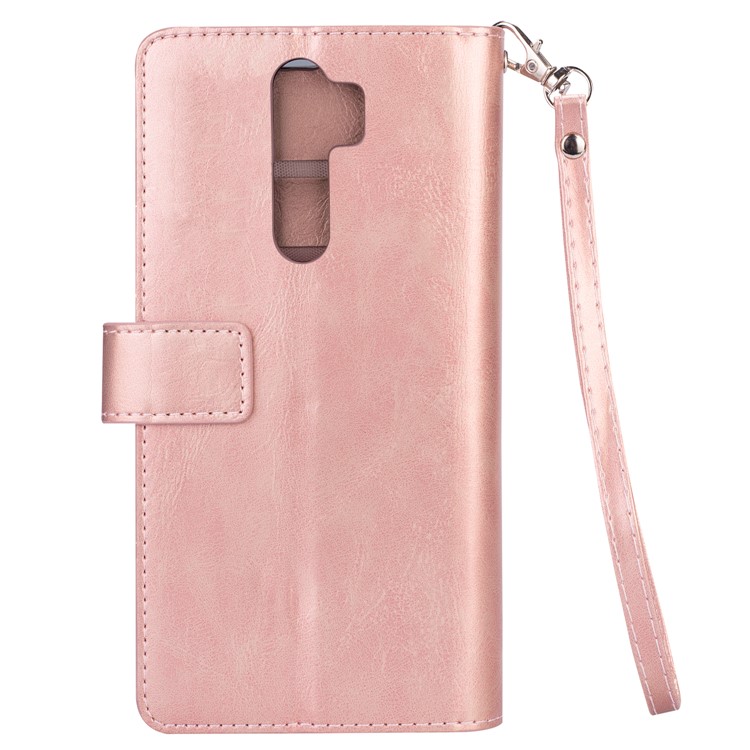Multi-slot Wallet Zippered Leather Cover Stand Case for Xiaomi Redmi Note 8 Pro - Rose Gold-2