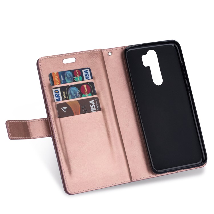 Multi-slot Wallet Zippered Leather Cover Stand Case for Xiaomi Redmi Note 8 Pro - Rose Gold-3