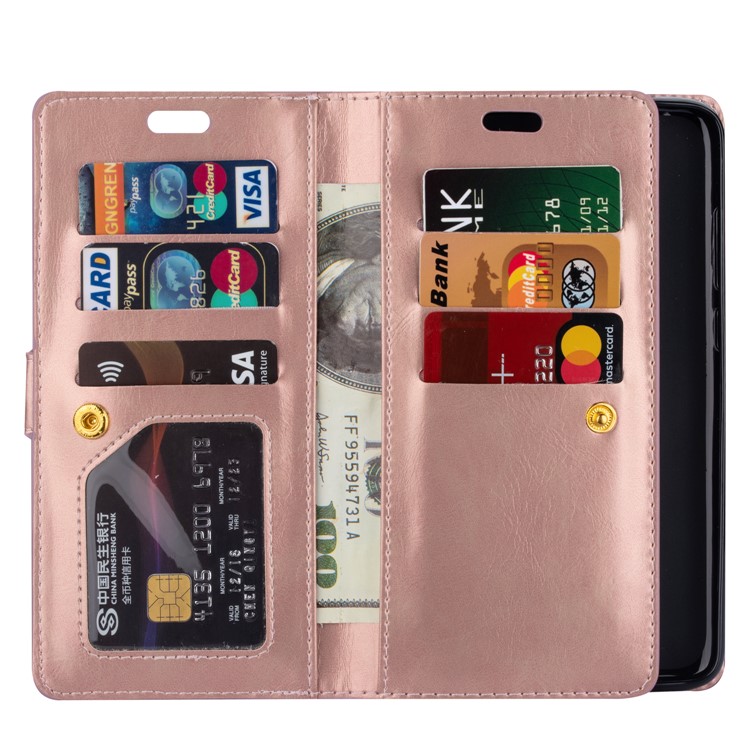Multi-slot Wallet Zippered Leather Cover Stand Case for Xiaomi Redmi Note 8 Pro - Rose Gold-5