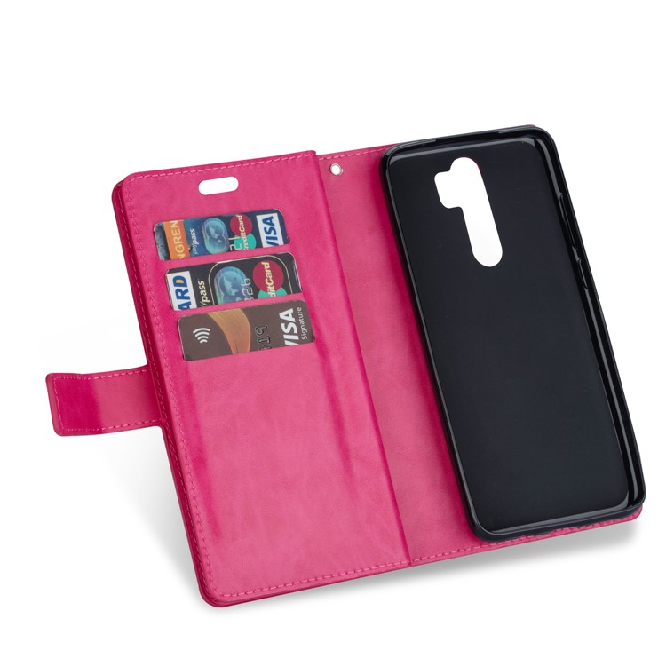 Multi-slot Wallet Zippered Leather Cover Stand Case for Xiaomi Redmi Note 8 Pro - Rose-3