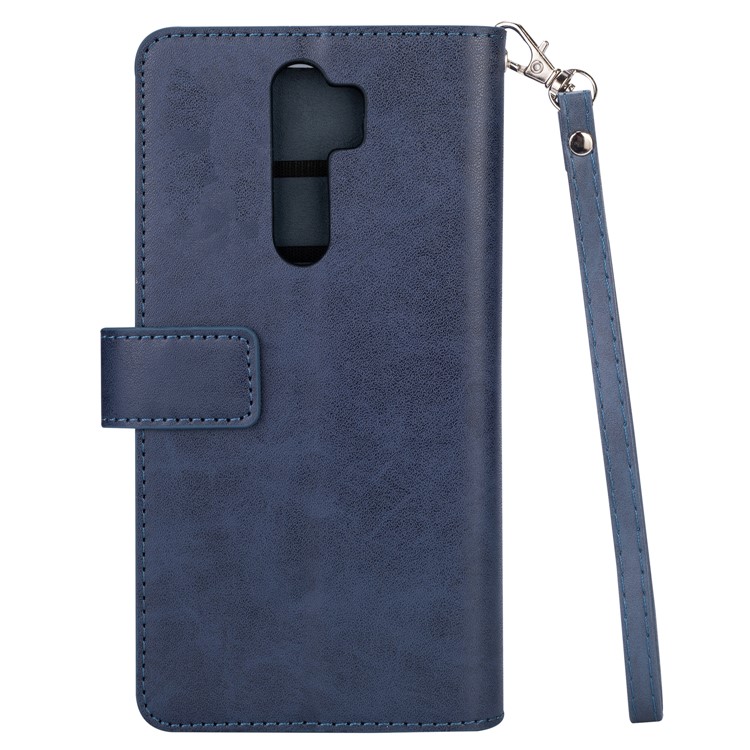 Multi-slot Wallet Zippered Leather Cover Stand Case for Xiaomi Redmi Note 8 Pro - Blue-2