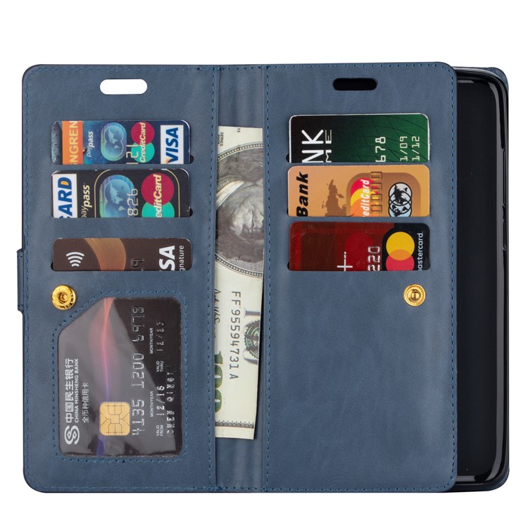 Multi-slot Wallet Zippered Leather Cover Stand Case for Xiaomi Redmi Note 8 Pro - Blue-5